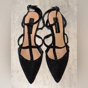 INC Black Pointed-Toe Flats with Slingback